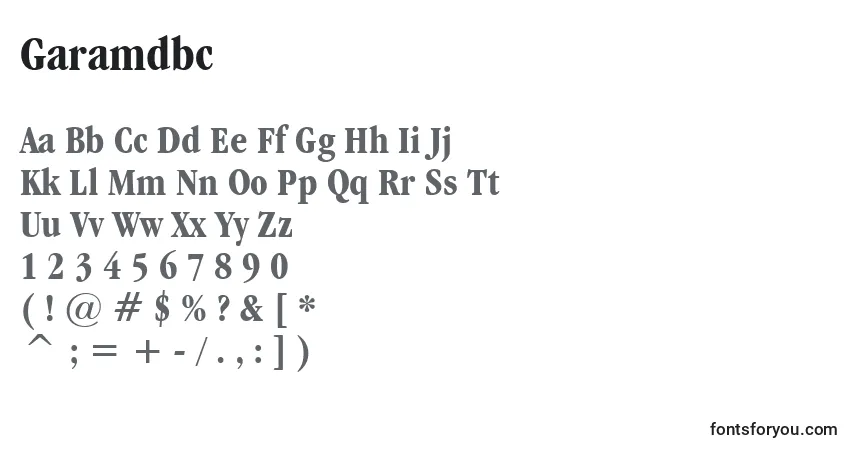 A fonte Garamdbc – alfabeto, números, caracteres especiais