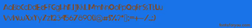 フォントSprangledeggs – 茶色の文字が青い背景にあります。