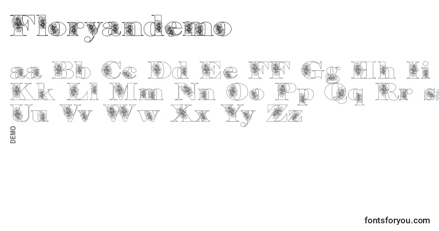 Шрифт Floryandemo (91911) – алфавит, цифры, специальные символы