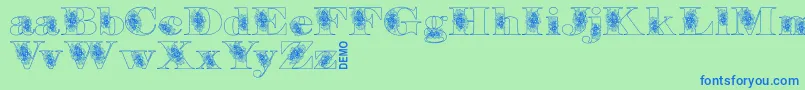 Floryandemo-fontti – siniset fontit vihreällä taustalla