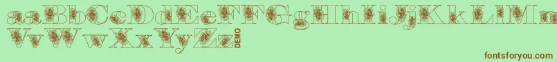 Floryandemo-Schriftart – Braune Schriften auf grünem Hintergrund