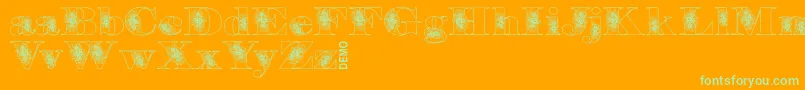 Floryandemo-Schriftart – Grüne Schriften auf orangefarbenem Hintergrund