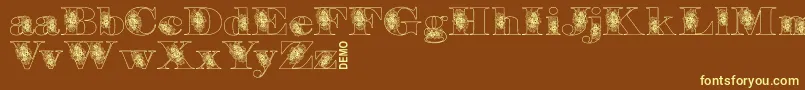 Floryandemo-Schriftart – Gelbe Schriften auf braunem Hintergrund