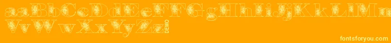 Floryandemo-Schriftart – Gelbe Schriften auf orangefarbenem Hintergrund
