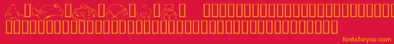 KrScrapTeddies-Schriftart – Orangefarbene Schriften auf rotem Hintergrund