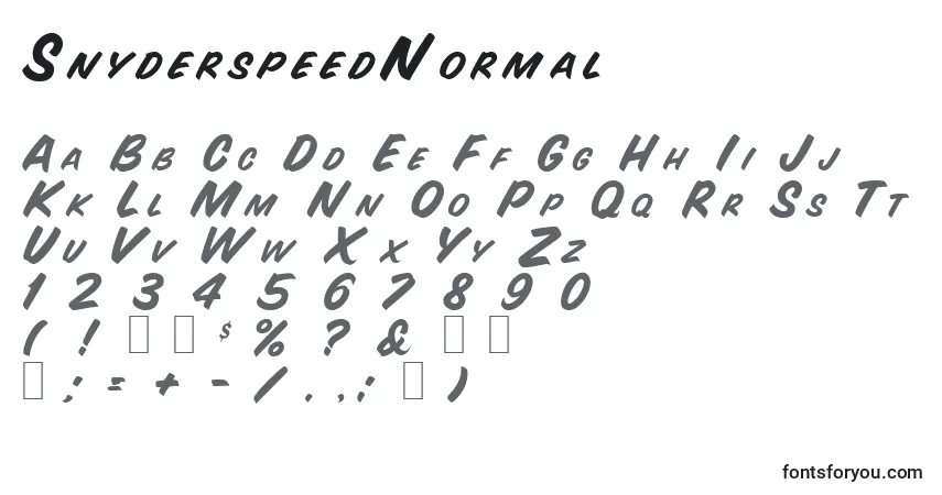 Шрифт SnyderspeedNormal – алфавит, цифры, специальные символы
