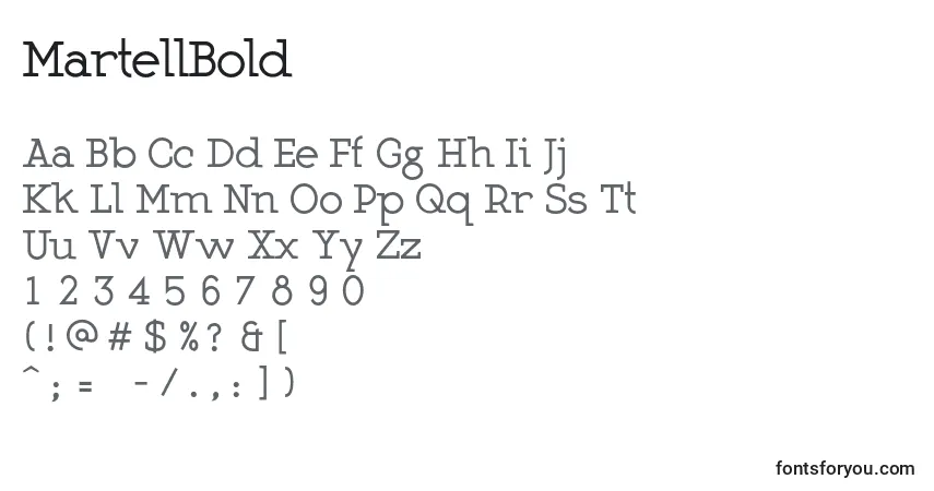 A fonte MartellBold – alfabeto, números, caracteres especiais