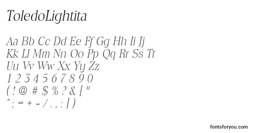 Шрифт ToledoLightita – алфавит, цифры, специальные символы