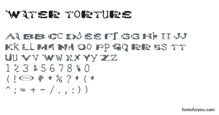 Schriftart Water Torture – Alphabet, Zahlen, spezielle Symbole