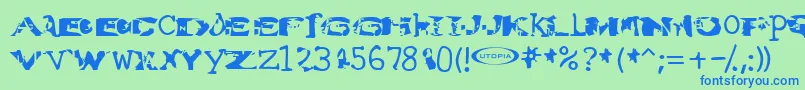 Water Torture Font – Blue Fonts on Green Background