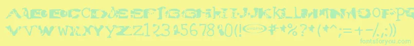 Water Torture-fontti – vihreät fontit keltaisella taustalla