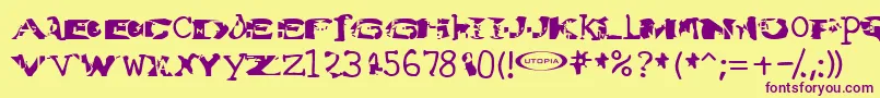 Water Torture Font – Purple Fonts on Yellow Background