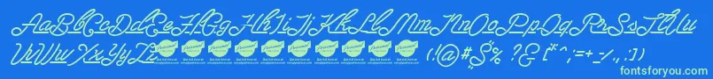 More about LasenterPersonaluseonly Font LasenterPersonaluseonly Font – Green Fonts on Blue Background