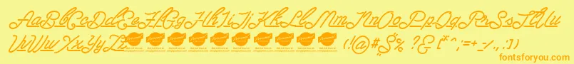 LasenterPersonaluseonly-Schriftart – Orangefarbene Schriften auf gelbem Hintergrund