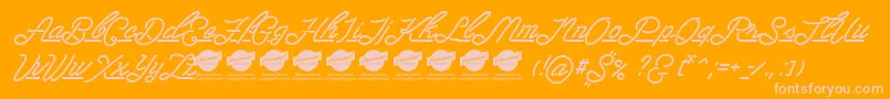 LasenterPersonaluseonly-Schriftart – Rosa Schriften auf orangefarbenem Hintergrund