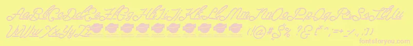 LasenterPersonaluseonly-Schriftart – Rosa Schriften auf gelbem Hintergrund