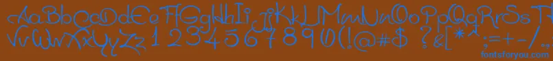 HelenoQueSiAprendeScript Font – Blue Fonts on Brown Background