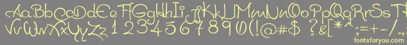 HelenoQueSiAprendeScript-Schriftart – Gelbe Schriften auf grauem Hintergrund
