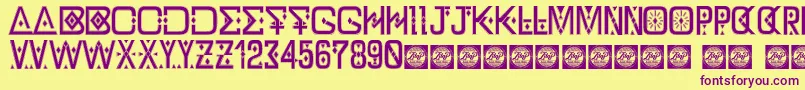 Шрифт DzTypographyZilapdemo – фиолетовые шрифты на жёлтом фоне