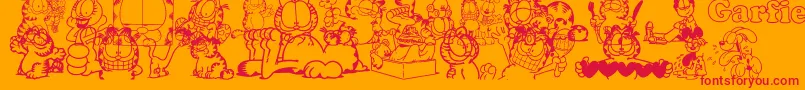 Fonte Garfield – fontes vermelhas em um fundo laranja