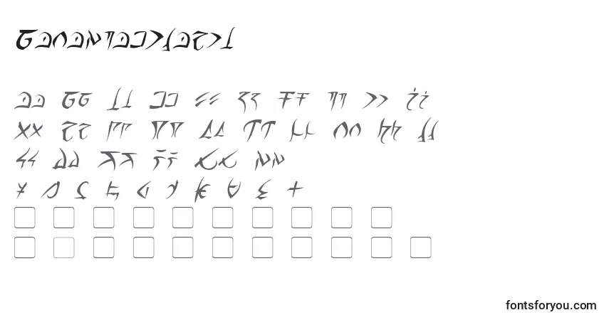 Schriftart BarazhadItalic – Alphabet, Zahlen, spezielle Symbole