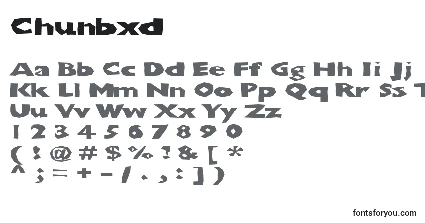 Шрифт Chunbxd – алфавит, цифры, специальные символы