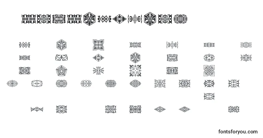 Czcionka Prtornament3 – alfabet, cyfry, specjalne znaki