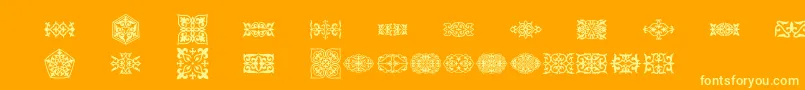 Prtornament3-Schriftart – Gelbe Schriften auf orangefarbenem Hintergrund