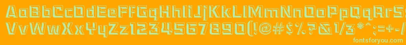 Race1EternalsChiseledNormal-Schriftart – Grüne Schriften auf orangefarbenem Hintergrund
