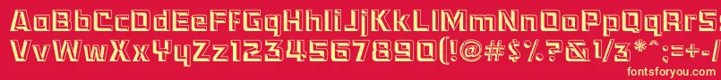 Race1EternalsChiseledNormal Font – Yellow Fonts on Red Background