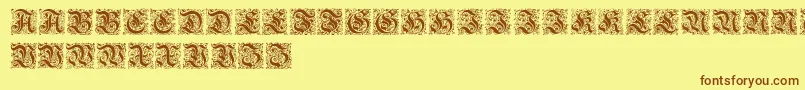 KanzleiInitialen-fontti – ruskeat fontit keltaisella taustalla