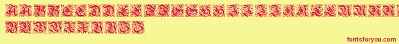 KanzleiInitialen Font – Red Fonts on Yellow Background