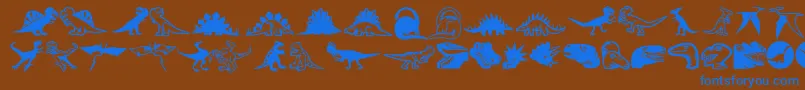 Minipicslildinos-Schriftart – Blaue Schriften auf braunem Hintergrund