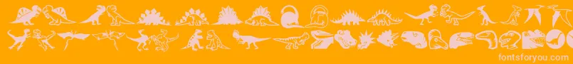 Minipicslildinos-Schriftart – Rosa Schriften auf orangefarbenem Hintergrund