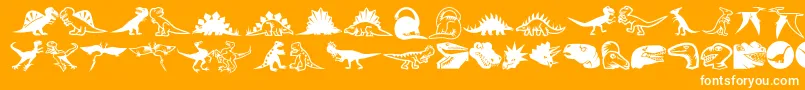 Minipicslildinos-Schriftart – Weiße Schriften auf orangefarbenem Hintergrund