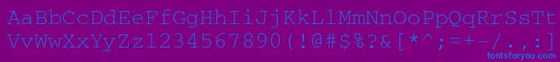 Courierkoictt-Schriftart – Blaue Schriften auf violettem Hintergrund