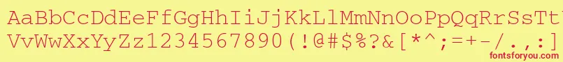 Courierkoictt-fontti – punaiset fontit keltaisella taustalla