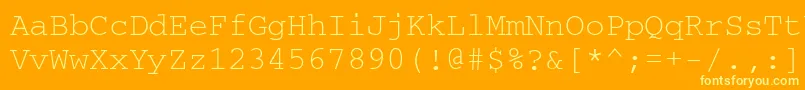 Courierkoictt-fontti – keltaiset fontit oranssilla taustalla