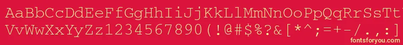 Courierkoictt-fontti – keltaiset fontit punaisella taustalla