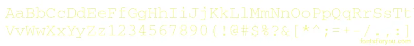 フォントCourierkoictt – 白い背景に黄色の文字
