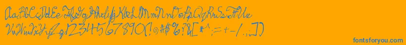 Skeetch-Schriftart – Blaue Schriften auf orangefarbenem Hintergrund