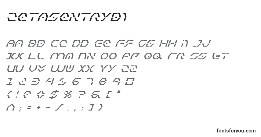 Schriftart Zetasentrybi – Alphabet, Zahlen, spezielle Symbole