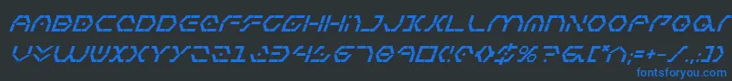 フォントZetasentrybi – 黒い背景に青い文字
