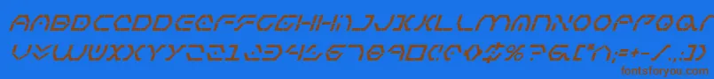 フォントZetasentrybi – 茶色の文字が青い背景にあります。