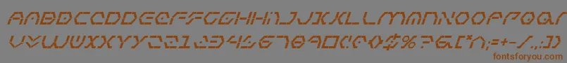 フォントZetasentrybi – 茶色の文字が灰色の背景にあります。