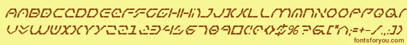 フォントZetasentrybi – 茶色の文字が黄色の背景にあります。