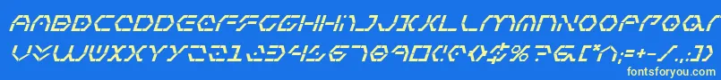 フォントZetasentrybi – 黄色の文字、青い背景