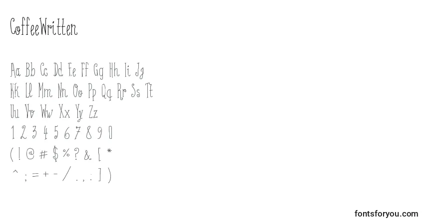 Шрифт CoffeeWritten – алфавит, цифры, специальные символы