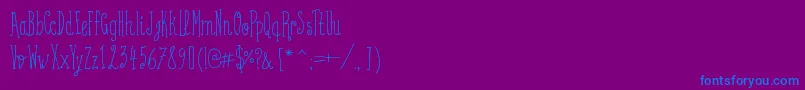 フォントCoffeeWritten – 紫色の背景に青い文字