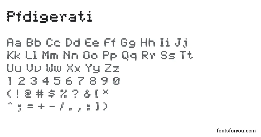 Schriftart Pfdigerati – Alphabet, Zahlen, spezielle Symbole